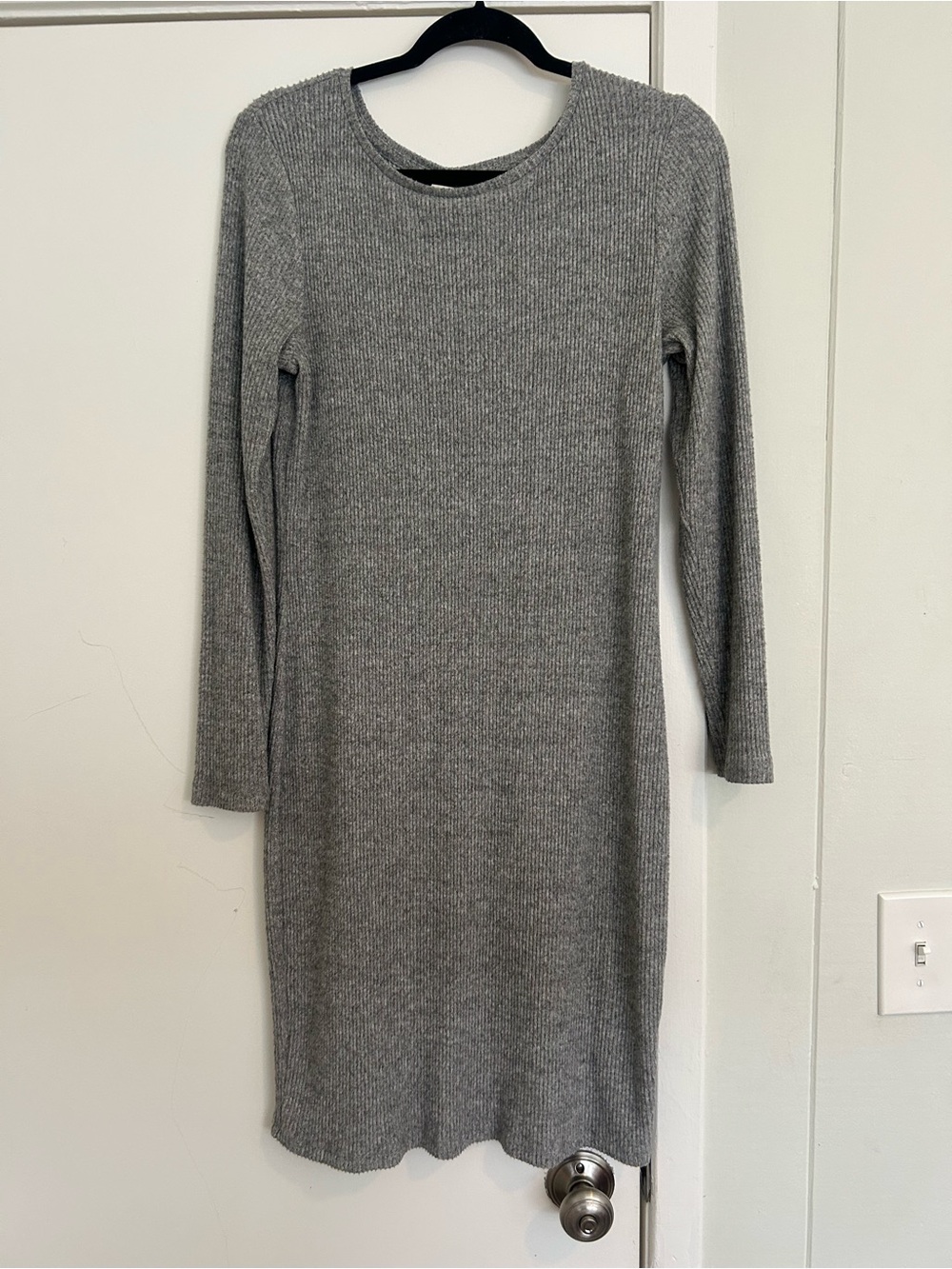 a new day Gray Ribbed Long-Sleeve Midi Sweater Dress